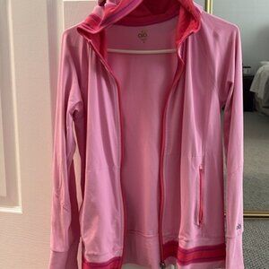 M Alo Yoga Cool Fit Hot Pink Full Zip Hoodie Jacket Women Medium EUC mint cond!
